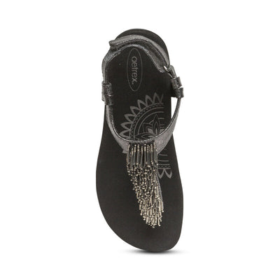 AETREX PORTIA BEADED SLINGBACK THONG BLACK - getset-footwear.myshopify.com