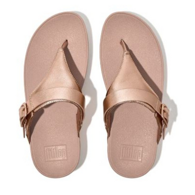 FITFLOP Lulu Adjustable Leather Toe-Post Sandals - Rose Gold
