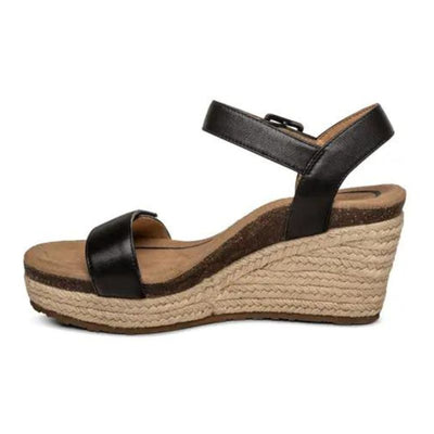 AETREX Sydney Espadrille Quarter Strap - Black Leather