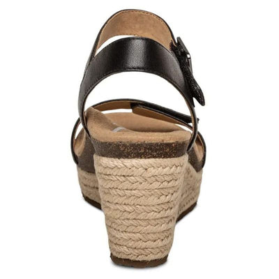 AETREX Sydney Espadrille Quarter Strap - Black Leather