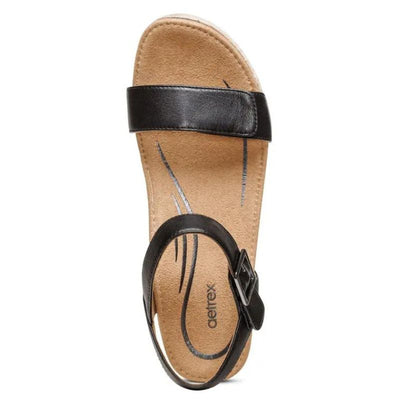 AETREX Sydney Espadrille Quarter Strap - Black Leather