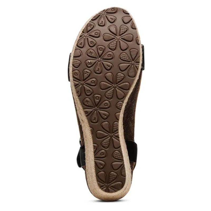 AETREX Sydney Espadrille Quarter Strap - Black Leather