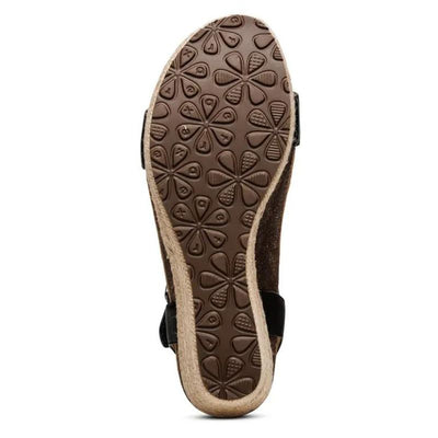 AETREX Sydney Espadrille Quarter Strap - Black Leather