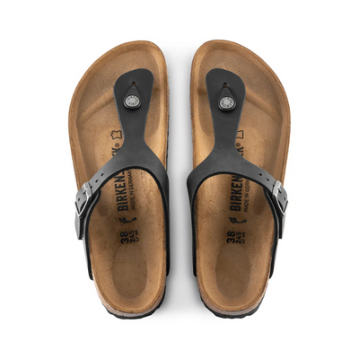 BIRKENSTOCK  Gizeh Natural Oiled Leather Regular - Black