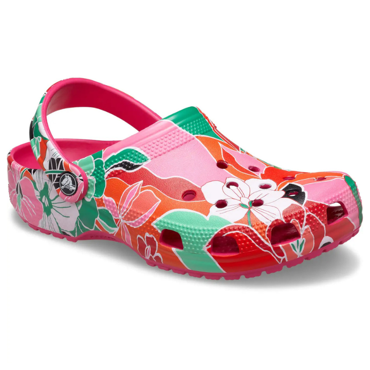 CROCS Classic Woodcut Floral Clog Kids Dragon Fruit Zilba Footwear