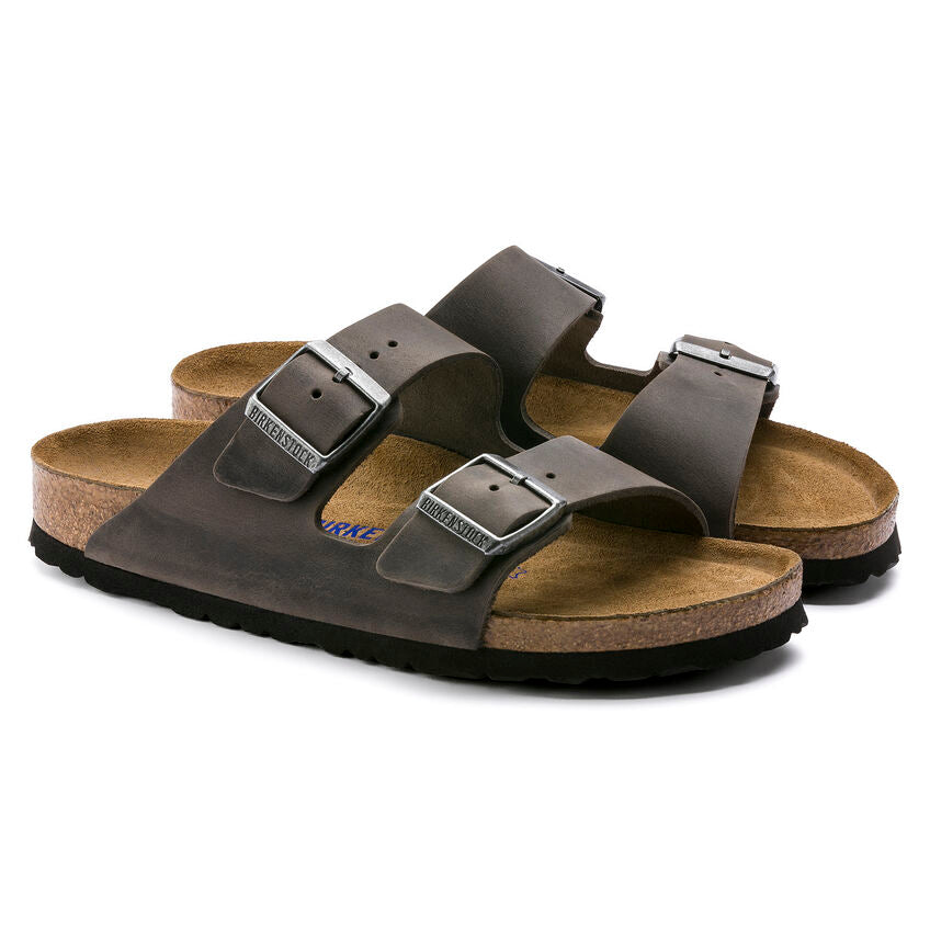 BIRKENSTOCK  Arizona Oiled Leather Soft Footbed Regular - Iron