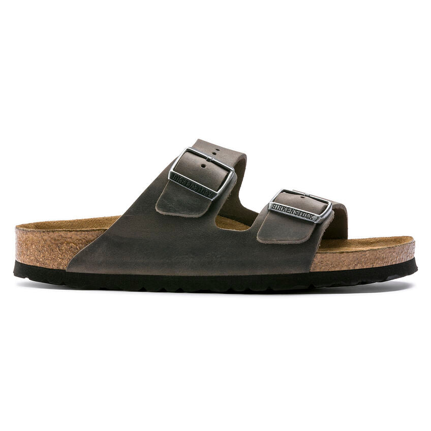 BIRKENSTOCK  Arizona Oiled Leather Soft Footbed Regular - Iron