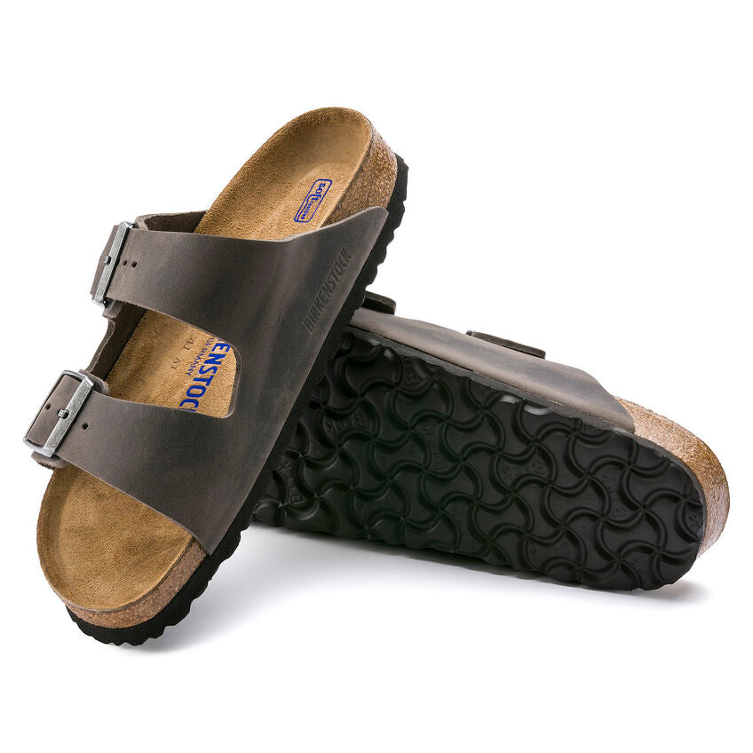 BIRKENSTOCK  Arizona Oiled Leather Soft Footbed Regular - Iron