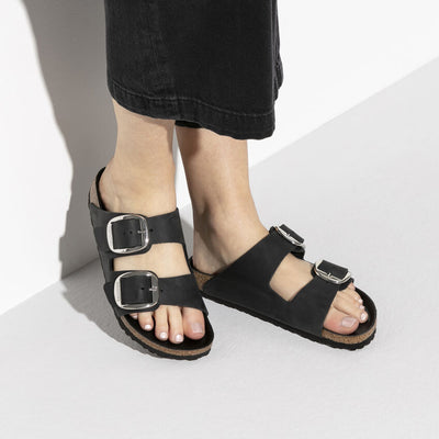 BIRKENSTOCK  Arizona Big Buckle Oiled Leather Narrow - Black