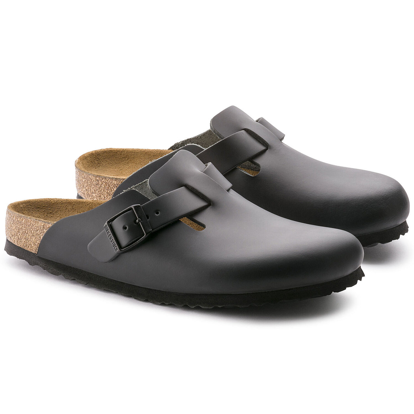 BIRKENSTOCK BOSTON BLACK SMOOTH LEATHER NARROW - getset-footwear.myshopify.com
