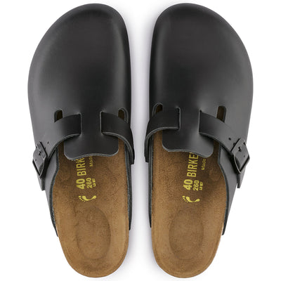 BIRKENSTOCK BOSTON BLACK SMOOTH LEATHER NARROW - getset-footwear.myshopify.com
