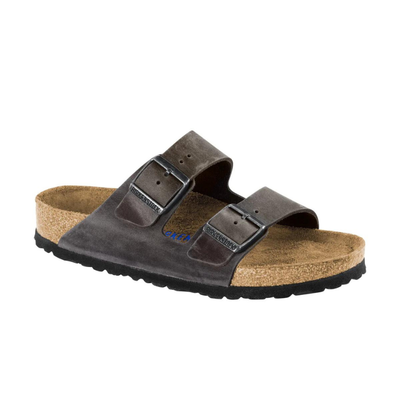 BIRKENSTOCK Arizona Oiled Leather Soft Footbed Narrow - Iron