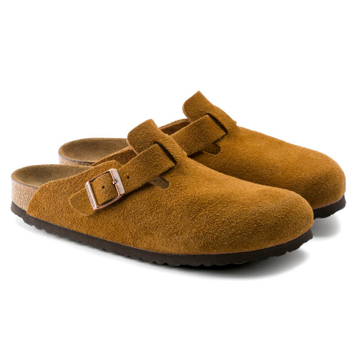BIRKENSTOCK Boston Suede Leather Soft Footbed Regular - Mink