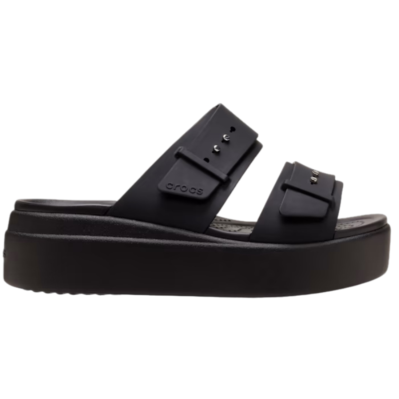 CROCS Brooklyn Buckle Low Wedge Black โ Zilba Footwear