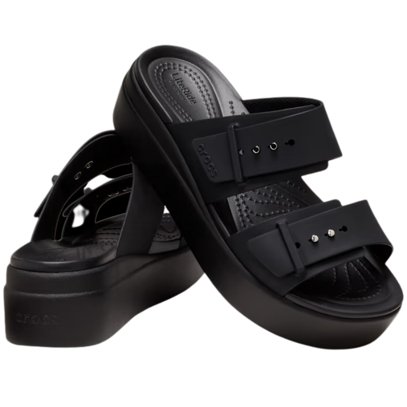 CROCS Brooklyn Buckle Low Wedge - Black