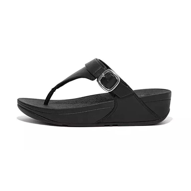 FITFLOP Lulu Adjustable Leather Toe-Post Sandals - Black
