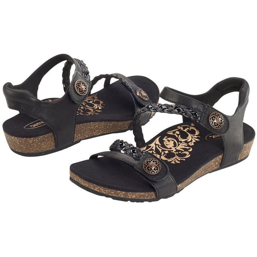AETREX JILLIAN BRAIDED QUARTER STRAP BLACK - getset-footwear.myshopify.com