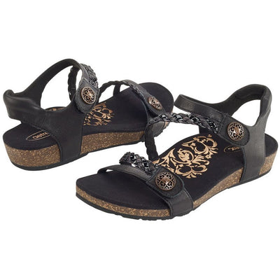 AETREX JILLIAN BRAIDED QUARTER STRAP BLACK - getset-footwear.myshopify.com
